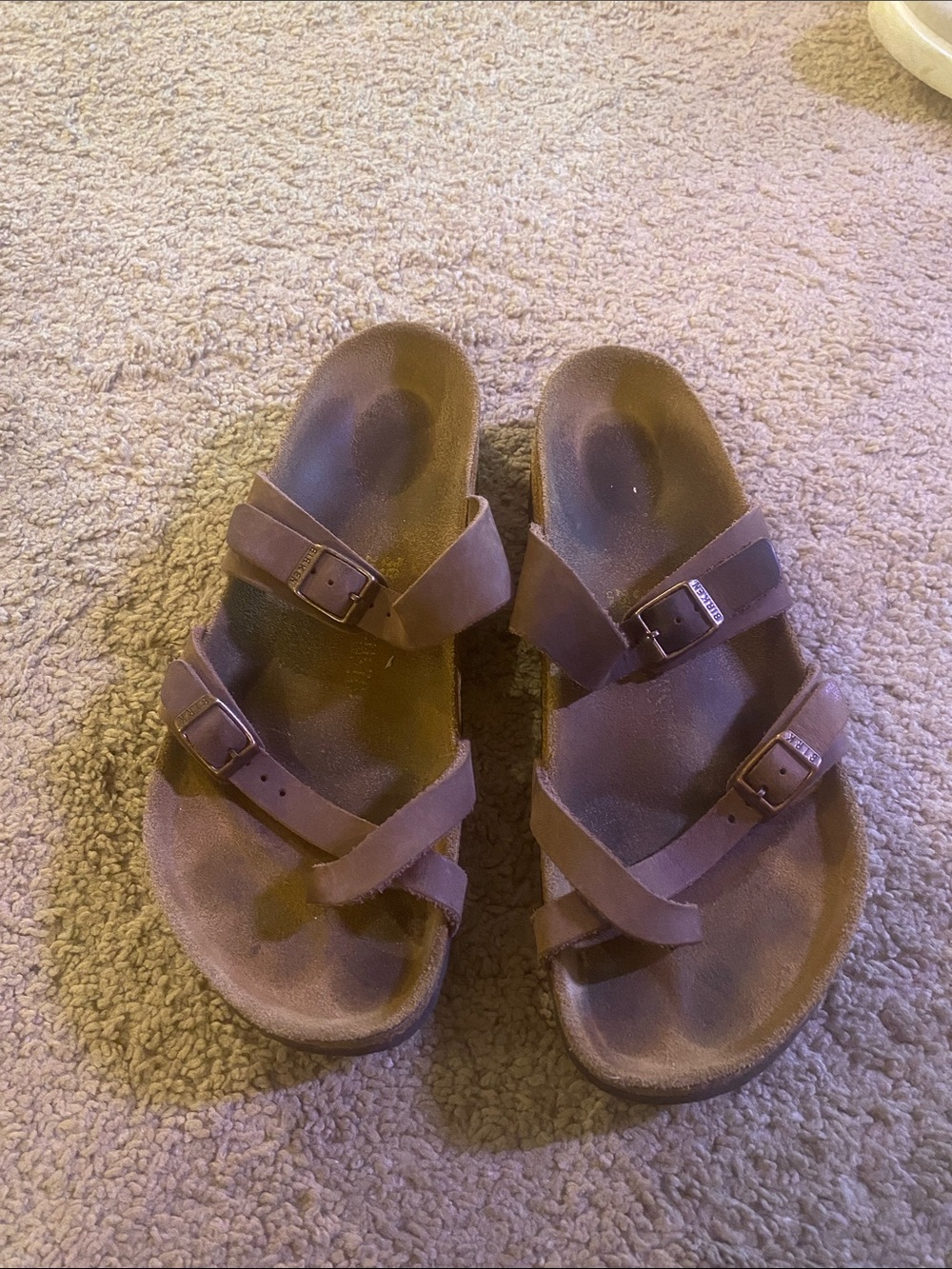 Birkenstock Brown Double-Buckle Women's Slide Sandals